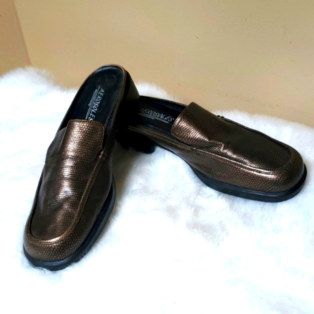 Aerosoles Shining Star Leather Metallic Mules